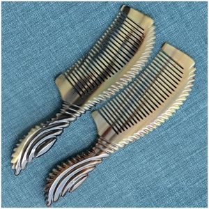 Brosses à cheveux à la main corne matériel soin outil mas peigne à dents fines antistatique de boeuf 231218 produits de livraison directe style dhpla