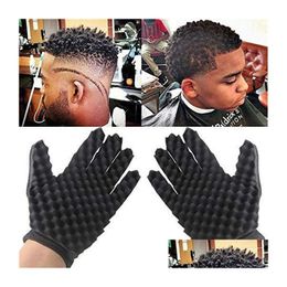 Brosses de cheveux Gants d'éponge en boucle magique pour les barbers wave torsion Brussage outil de style curly cutrile Drop livraison Produits outils Dh61q