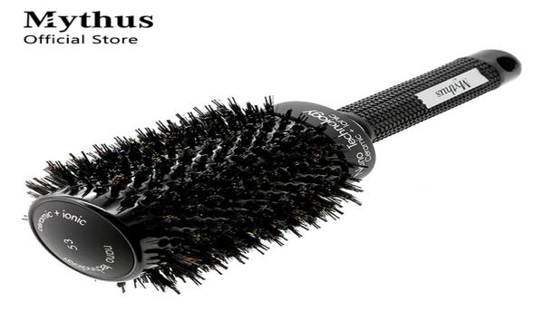 Brosses à cheveux Mythus est Brosse ronde en céramique Résistant à la chaleur Poils de sanglier Peigne à friser pour commode Ionic 2211106003111