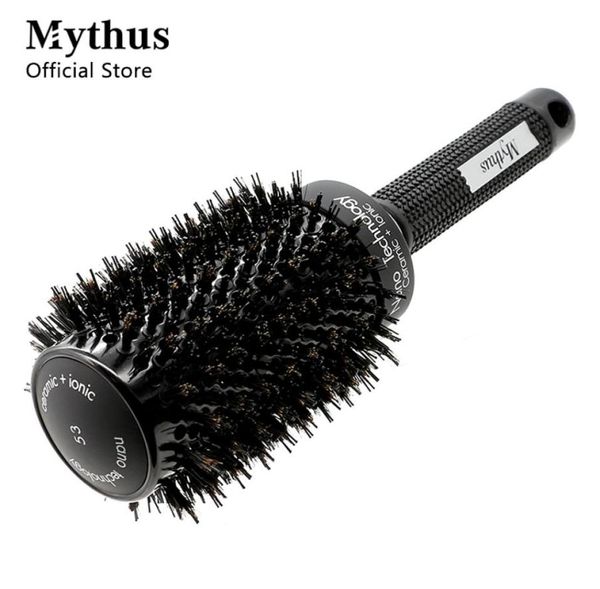 Cepillos para el cabello mythus est cerámica de cerámica redonda jabalí resistente al calor de cerrojo peine rizado para tocador iónico 2211106502763