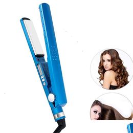 Cepillos para el cabello Nano Titanium Plancha para el cabello Rizador Plancha Lcd Herramienta para el estilo del salón Cepillo de calentamiento rápido Wand3025 Drop Delivery Dhnac