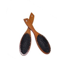 Haarborstels Haarborstel met natuurlijk varkenshaar Mas Kam Antistatische hoofdhuid Paddle Brush Beukenhouten handvat Styling Tool voor Drop Deliver Dhu0O