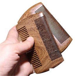 Cepillos para el cabello Peines de barba de bolsillo de sándalo natural para hombres - Peine de madera hecho a mano con productos de entrega de gotas de dientes densos y escasos Coche Otiog