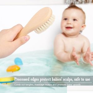 Cepillos para el cabello Nuevo Bebé Cepillo Peine Mango de madera Niño recién nacido Cepillo para el cabello Infantil Lana suave Cuero cabelludo Mas Productos de entrega Cuidado Estilo DHLDQ