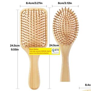 Brosses à cheveux Nouveaux bambous en bois peigne saineux paddle brosse mas brush brush curse combs styler outils de style ll producteurs de livraison dh0na