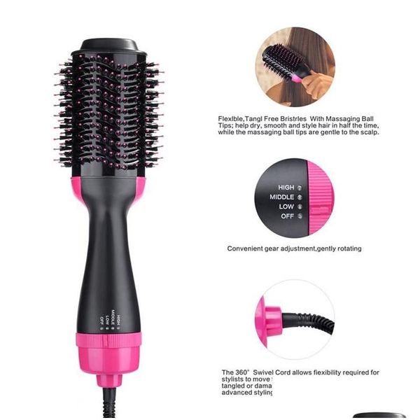 Brosses à cheveux Onestep Sèche-linge Volumateur Salon Air Paddle Brosse de coiffage Générateur d'ions négatifs Lisseur Curler1266865 Drop Delivery Pr Oteyp