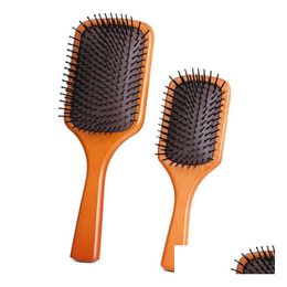 Cepillos para el cabello Cepillo de paleta Cojín de aire Peluquería Madera Mas Cepillos para el cabello Brosse Club Hiqh Calidad Peine rizado recto Masr 2 estilos Bi Dhtn9