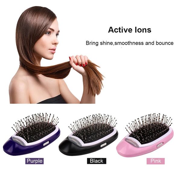 Cepillos para el cabello Cepillo iónico eléctrico portátil Iones negativos Peine para el cabello Cepillo para modelar el cabello Peinado Cepillo para alisar Masajeador 231218