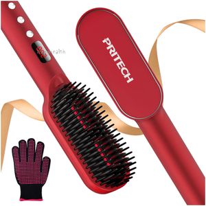 Brosses à cheveux Pritech Anti-Scaldin Hair Slackerner Electric Curling Iron Cerramic Hair Hair Styling Tools Portable Combe For Men Beard 230510