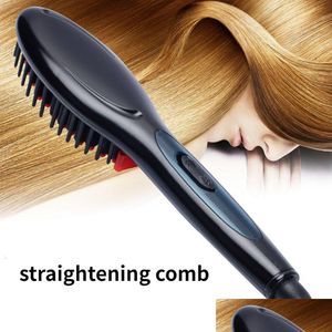 Brosses de cheveux Brushes professionnels lisseurs de barbe brosse en céramique litreux électrique peigne filles dames lisseurs curler 230614 drop d otpht