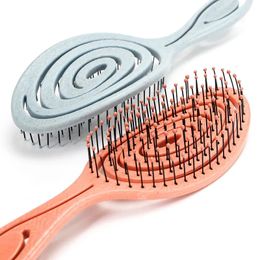 Cepillos para el cabello Relajante Masaje elástico Peine Peines huecos portátiles Cepillo para el cuero cabelludo Herramientas de estilismo Color sólido Circular 231017