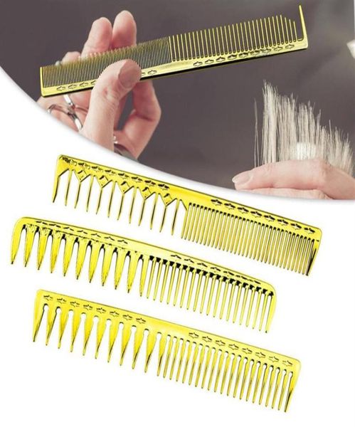 Brosses de cheveux Styliste salon professionnel électroplate de coiffeur en or coupé de peigne creux de pointe creux de la queue 224a7340703