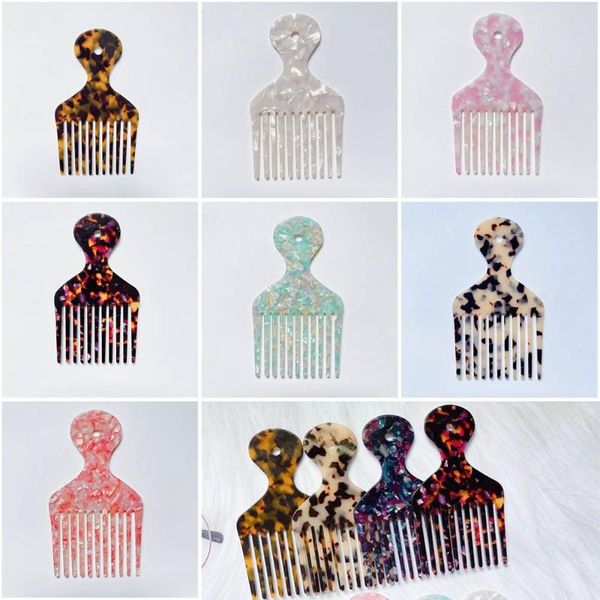 Brosses à cheveux épaisseur Afro peigne brosse acétate tortue coquille Salon de coiffure large dent style pour beauté fille femmes