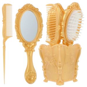 Haarborstels Vanity Mirror Comb Set Opslaghouder Salon Haarborstel Haardressing Home Vintage Hand 231218