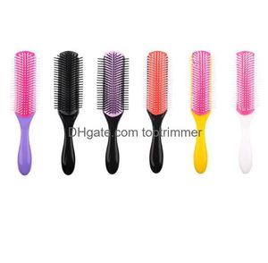 Brosses à cheveux en gros brosse 9 rangées démêlant Denman Der brosse à cheveux cuir chevelu Masr droit bouclé humide style peigne275P livraison en baisse 18Vyf