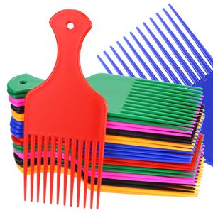 Cepillos para el cabello Peine de selección ancha Plástico 6 5 pulgadas Elevación para cabello rizado Herramienta de peluquería Afro suave Salón Hogar Rojo Amarillo Púrpura Lulubaby Amcsx