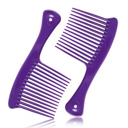 Brosses à cheveux peigne à dents larges Der Salon Shampooing pour outils de démêlage longs et bouclés épais 4C Jumbo Rake Purple Drop Delivery 2 Lulubaby Amg7V