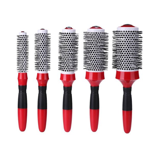 Brosses à cheveux femmes peigne droit résistant aux hautes températures en céramique fer rond baril soufflant curling bricolage coiffure outil de coiffure