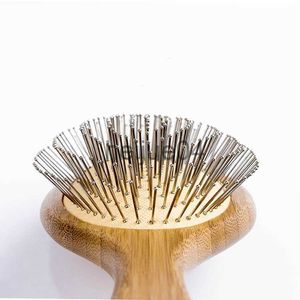 Brosses à cheveux en bois en acier aiguille brosse à cheveux broche brosse à cheveux massage du cuir chevelu améliorer la santé des cheveux palette en bois démêlant peigne x0804
