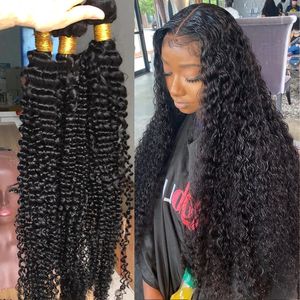 Cheveux en vrac Bundles de tissage de cheveux brésiliens Bundles de cheveux humains bouclés crus 28 30 32 pouces Extension de faisceau de vague profonde d'eau 3 4 Bundles 230613