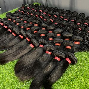 Hair Bulks Bundles droits brésiliens 3 4 Pcs Vente en gros Extensions humaines de 30 pouces pour les femmes noires 230508