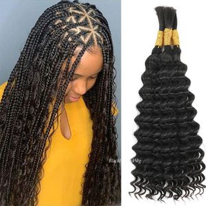 Hair Bulks Bulk Human for Braiding Deep Wave Unprocessed Brazilian No Weft Extension Micro Braids 100g 1Piece 230617