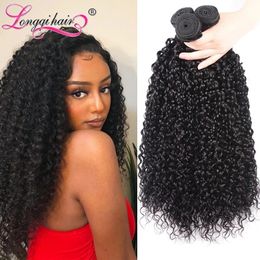 Hair Bulks Bundel Rambut Keriting India 3 Buah Tenun Hitam Alami Ekstensi Manusia Produk Longqi Gratis Ongkos Kirim 230905