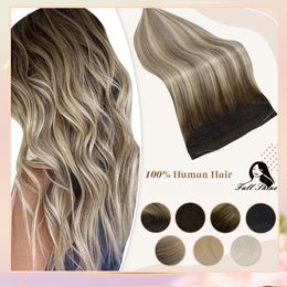 Hair Bulks Full Shine Fish Line Extensions Clips d'extension de fil invisibles pour les femmes 20 