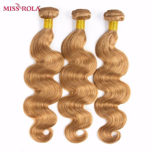 Cheveux en vrac Miss Rola Brésilien Body Wave Tissage Humain 1/3/4 Bundles 27 # Blonde 99J BUG Ombre Extensions Double Trames 230508