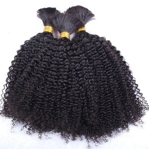 Cheveux en vrac mongol Afro crépus bouclés cheveux humains en vrac 3 faisceaux tressage cheveux tissage pas de trame longue crépus bouclés faisceaux de cheveux humains extensions 230613