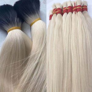 Hair Bulks Natural Deep Black Brown Color Cabelo Loiro Vietnamita Blonde Bulk 613 Extensiones de paquetes humanos 230617