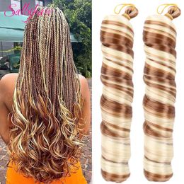 Hair Bulks Sallyhair Synthetisch 22 inchet Frans krullend vlechthaar Spiraal krullen Haak Haar Bouncy Silky Braids Hair Bulk Hair Extensions 230327