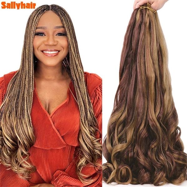 Cheveux En Vrac Sallyhair Synthétique Français Bouclés En Vrac Spirale Bouclés Crochet Tresses Cheveux Haute Température Vague Lâche Curl Tressage Extensions De Cheveux 230504