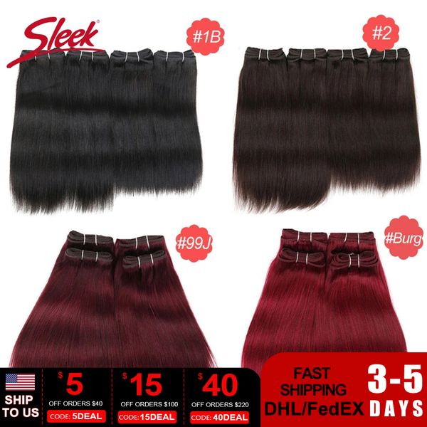 Hair Bulks Sleek Brazilian Straight Brown Color 4 and Red 99J Natural Weave Human 4 Bundles Deal 190 gramos por lote 230508