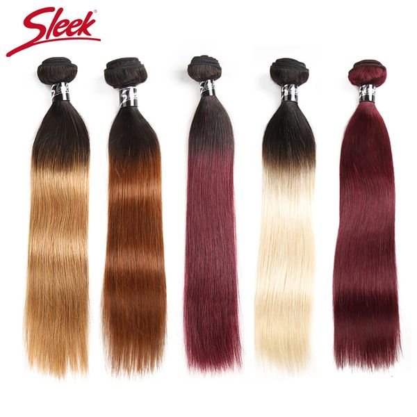 Tissage en lot brésilien naturel lisse ombré, blond 613 T1B/27 T1B/30 rouge 99J, offre en vrac, Extension bicolore, 230508