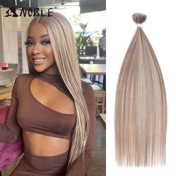 Hair Bulks Bundles d'extensions de cheveux raides avec fermeture frontale Bundles de cheveux synthétiques Salon Cheveux naturels Yaki Straight High Temperature 230620