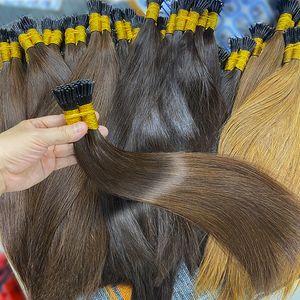 Hair Bulks Straight I Tip Extensions Natural Real Human Fusion 50pcs Set Keratin Capsule Brown Blonde Color 12 30inch 230728