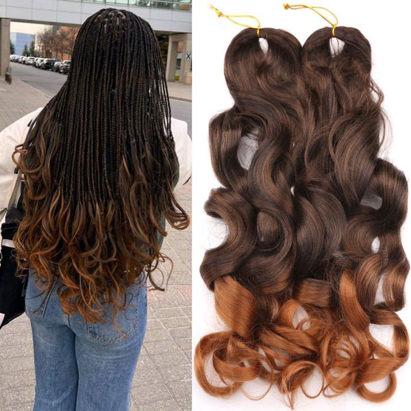 Cheveux En Vrac Synthétique Français Boucles Ombre Spirale Lâche Vague Crochet Tresses Cheveux Pré-étiré Soyeux Haute Température Extensions En Vrac Tressage 230317