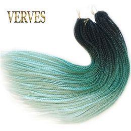 Hair Bulks Verves Box Blaid Synthetische gehaakte Braid 24 inch 22 Rootspack Grijs Ombre Braid Hair Extension Heat Fiber Bulk Haak Braid 230403