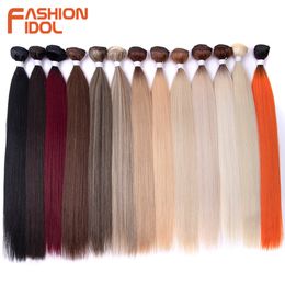 Bultos de cabello Yaki Extensión de cabello liso Salón Paquetes de cabello sintético natural Colorido Fibra de alta temperatura Cabello falso rubio 230620