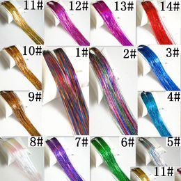 Haar broodje Maker Old Street 5pcs/Lot Tinsel Lankle holografische glitterextensies Hoogtepunten Party Pruik 14 kleuren Drop leveringsproducten DHYPM