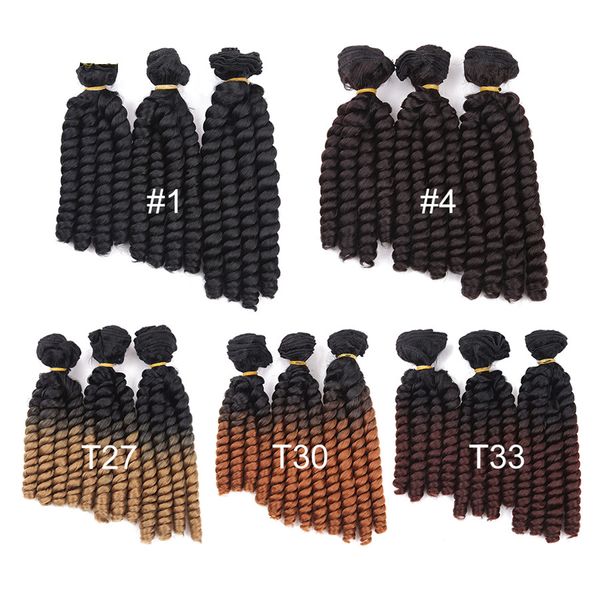 8-10 pouces printemps torsion tresse synthétique tressage faisceaux de cheveux coudre dans les extensions de cheveux 3pcs / pack