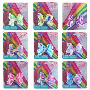 Haarclip Jojo Rainbow 3,5-inch Bow Children's Hair Clip met kaart Kids Hair Accessories Holidays Cadeaus Girl's haarspelden