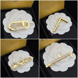 Haarclip Luxe designer sieraden vrouwen merk haarspeld diamant clips gouden letter f pins hoofdtooi clips voor bruid headband krabben accrabs accessoires