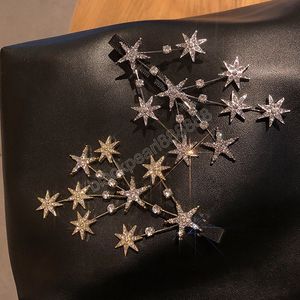 Pinza de pelo Metal geométrico horquillas aleación estrella pasadores niñas mujer sombreros diamantes de imitación pentagrama accesorios para el cabello