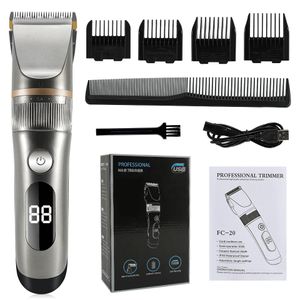 Hair Clipper Trimeuse électrique professionnelle pour hommes avec écran LED Men de recharge lavable Strong Power Ceramic Hair Cutting 231227