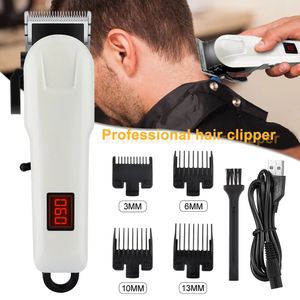 Hair Clipper Professional Triming rechargeable pour hommes Machine de coupe électrique Cutter LCD Barbe sans fil USB 240411