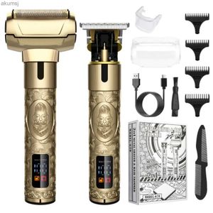 Tondeuses à cheveux 2In1 rasoir électrique rasage T lame pour hommes barbe cheveux double feuille rasoir barbier tondeuses coupe de cheveux Kit de toilettage YQ240122