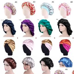 Accessoires de tondeuses à cheveux Bonnet de nuit en soie Chapeau peut accrocher masque Femmes Head Er Sleep Bonnet de satin pour Beautif Fournitures de nettoyage à domicile CPA3306 DHOX5