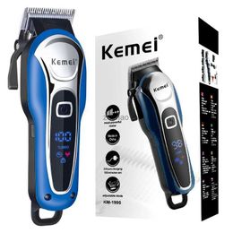 Машинки для стрижки волос Kemei Мощная перезаряжаемая машинка для стрижки волос Регулируемый электрический триммер для бороды для мужчин Машина для стрижки волос с ЖК-дисплеем